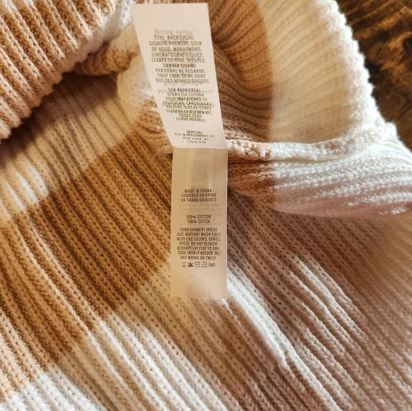 Striped Tan and Cream Women's Sweater - Picture 8 of 8